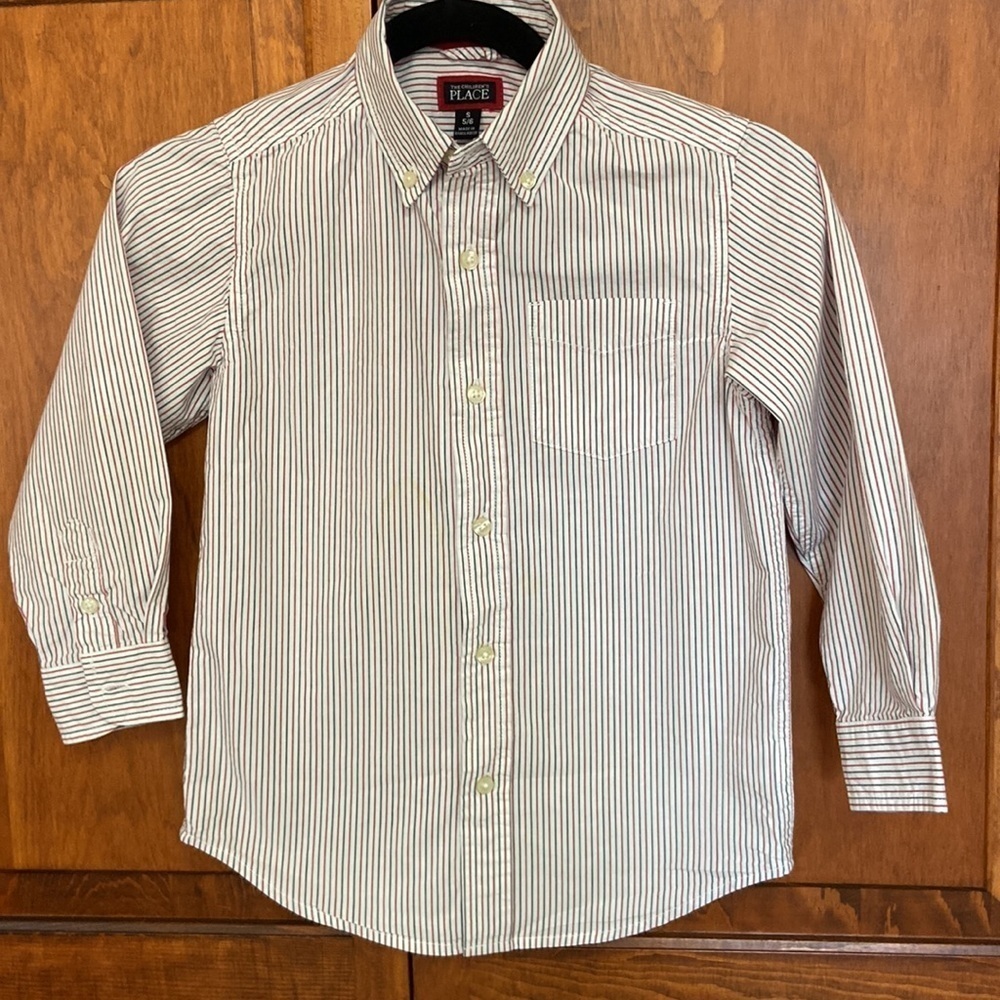 The Children’s Place Long-sleeved Striped Button Down Dress Shirt Size 5/6